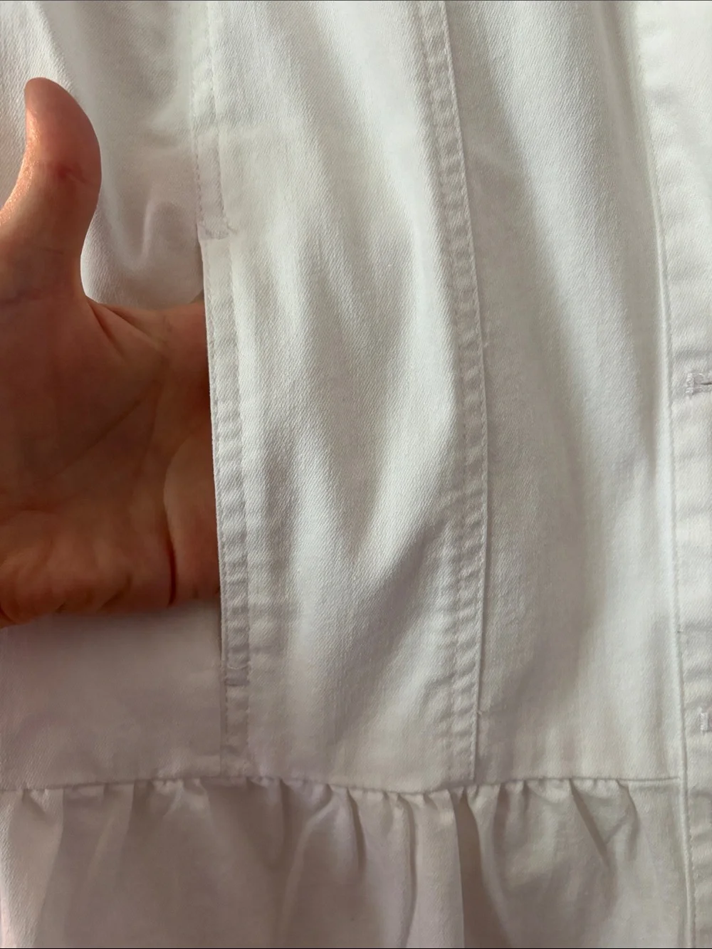 Ruby Rd. White Ruffle-Hem Jean Jacket with Button Front - Picture 2 of 6